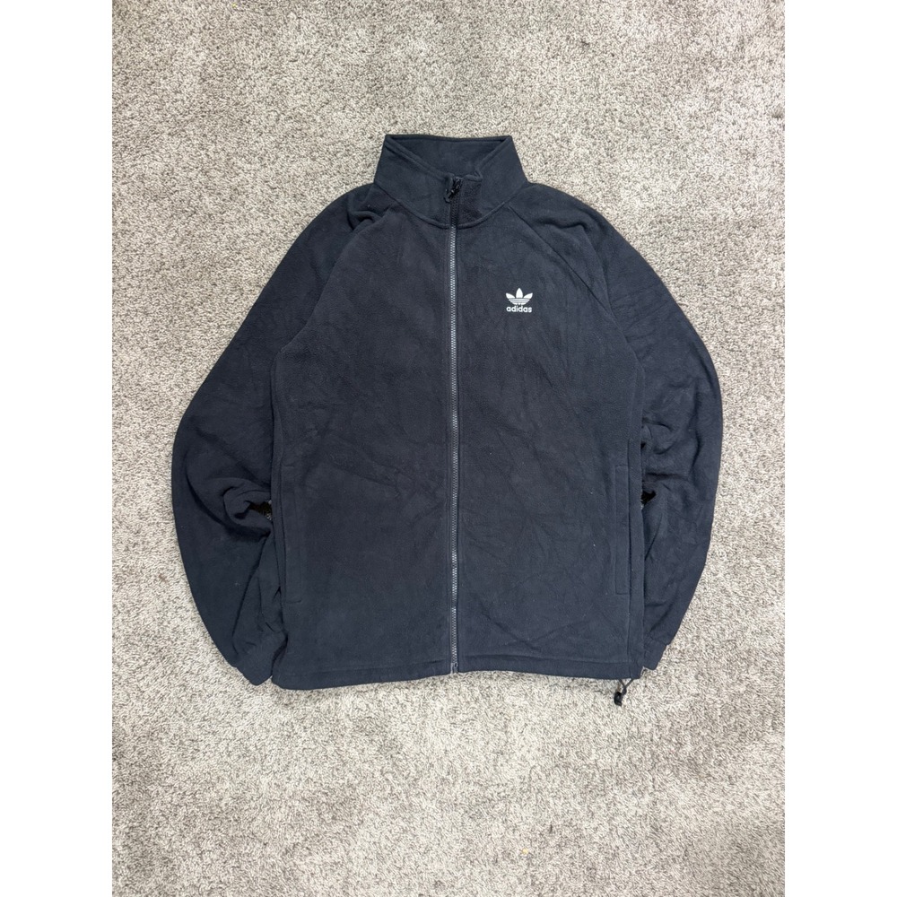 Adidas Originals Mens Fleece Jacket Black Trefoil Logo Full Zip Small S